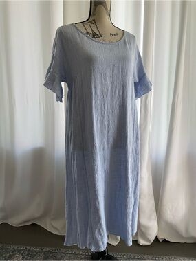 Light Blue Gauze Hi-Low Dress